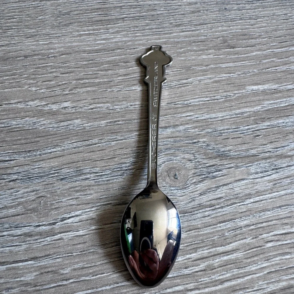 Rolex Bucherer St. Moritz Souvenir Spoon Sun Face Silver Tone Switzerland CB